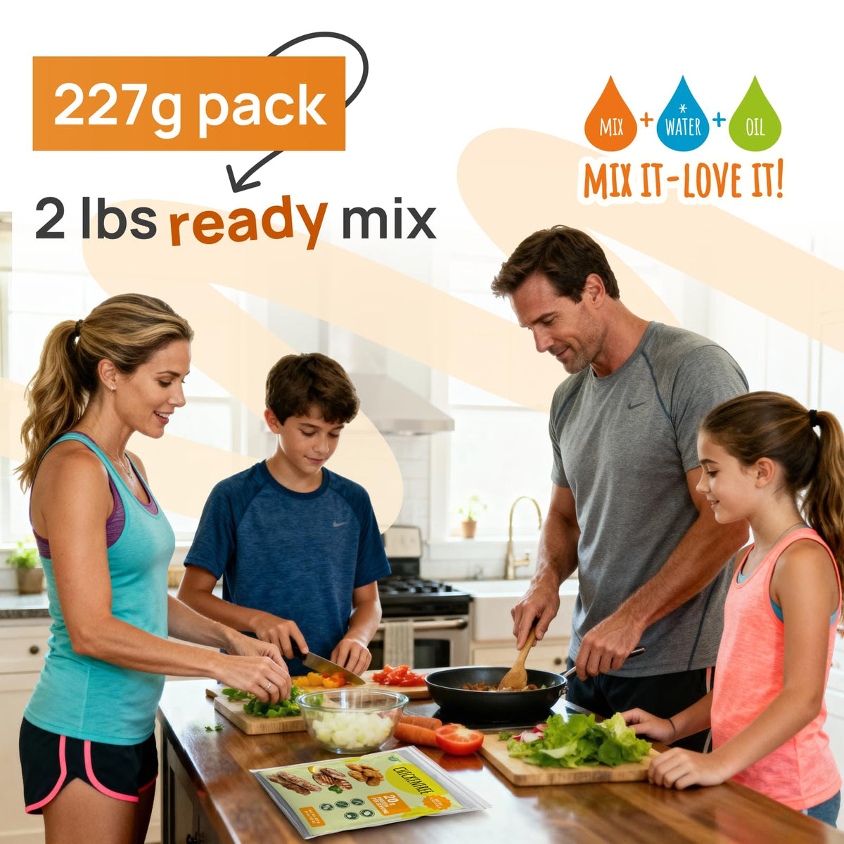 Creative Pea Chicken Style Meat Mix with water and oil cooking burgers