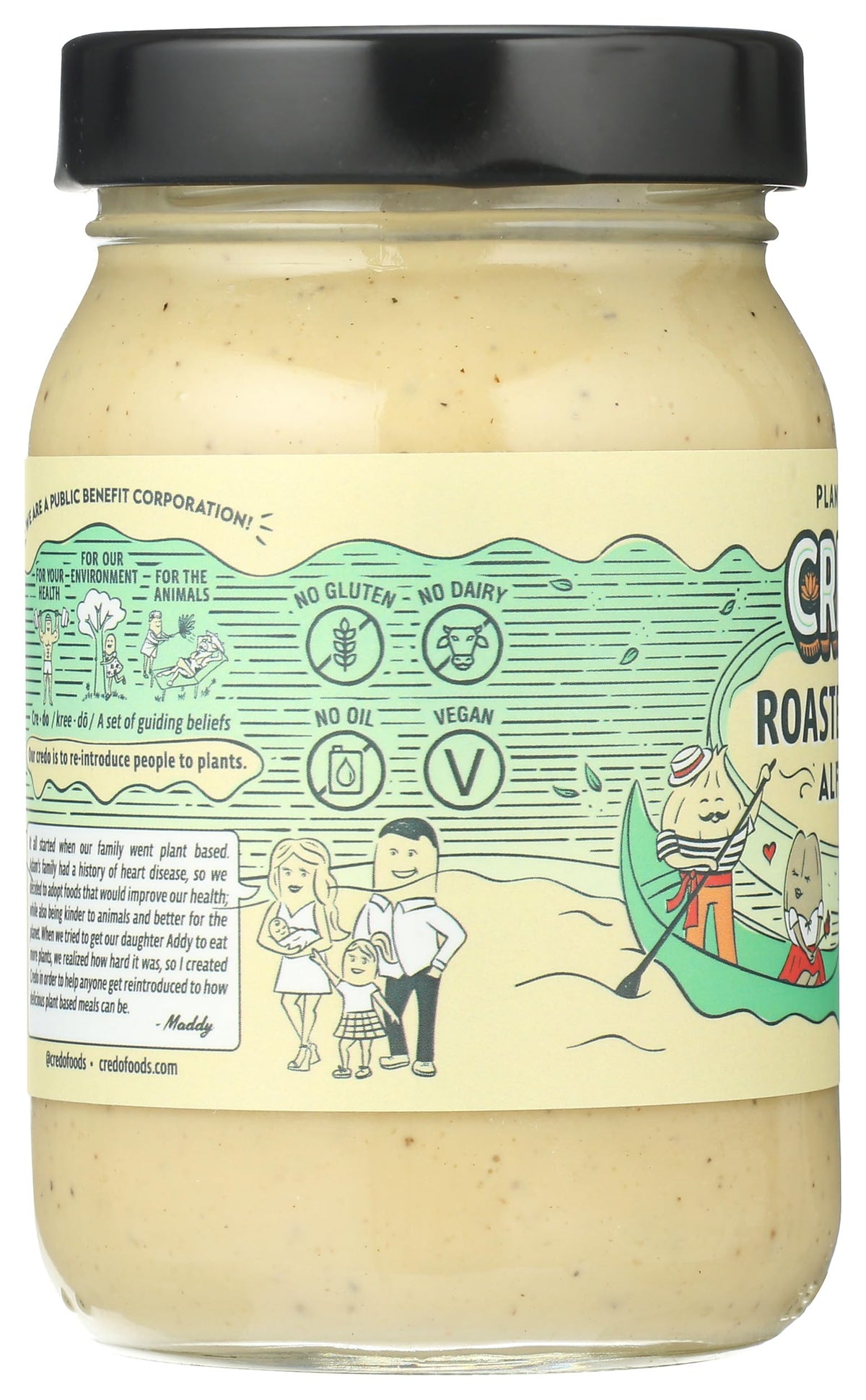 CREDO Roasted Garlic Alfredo jar front highlights clean ingredients for everyday meals.