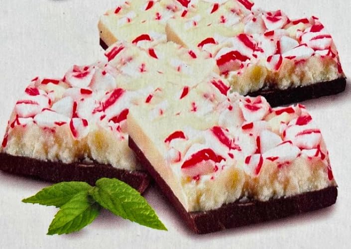 Creme Egg Bartons Peppermint Bark featuring vanilla cream and dark chocolate layers for rich contrast.
