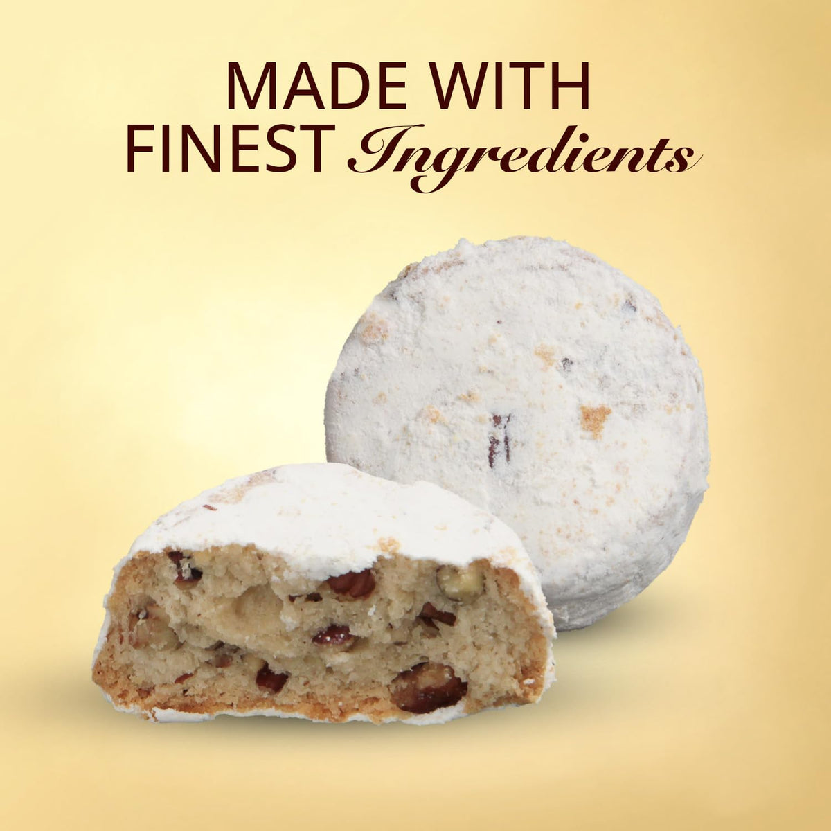 Cremelle pecan meltaway cookies with velvety texture displayed for elegant dessert tables.