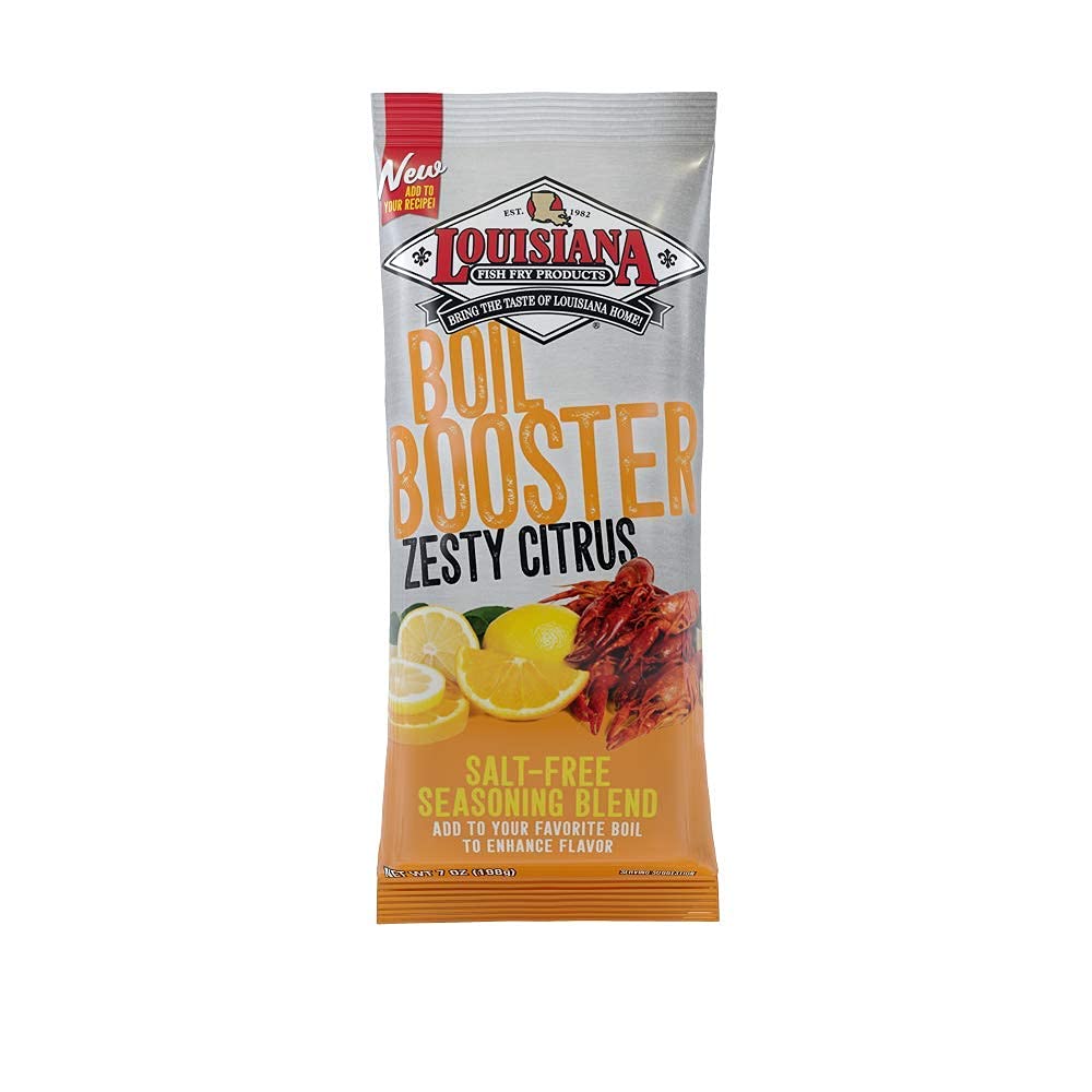 Creole Foods Zesty Citrus Boil Booster bottle pour for seafood boils with citrus aroma