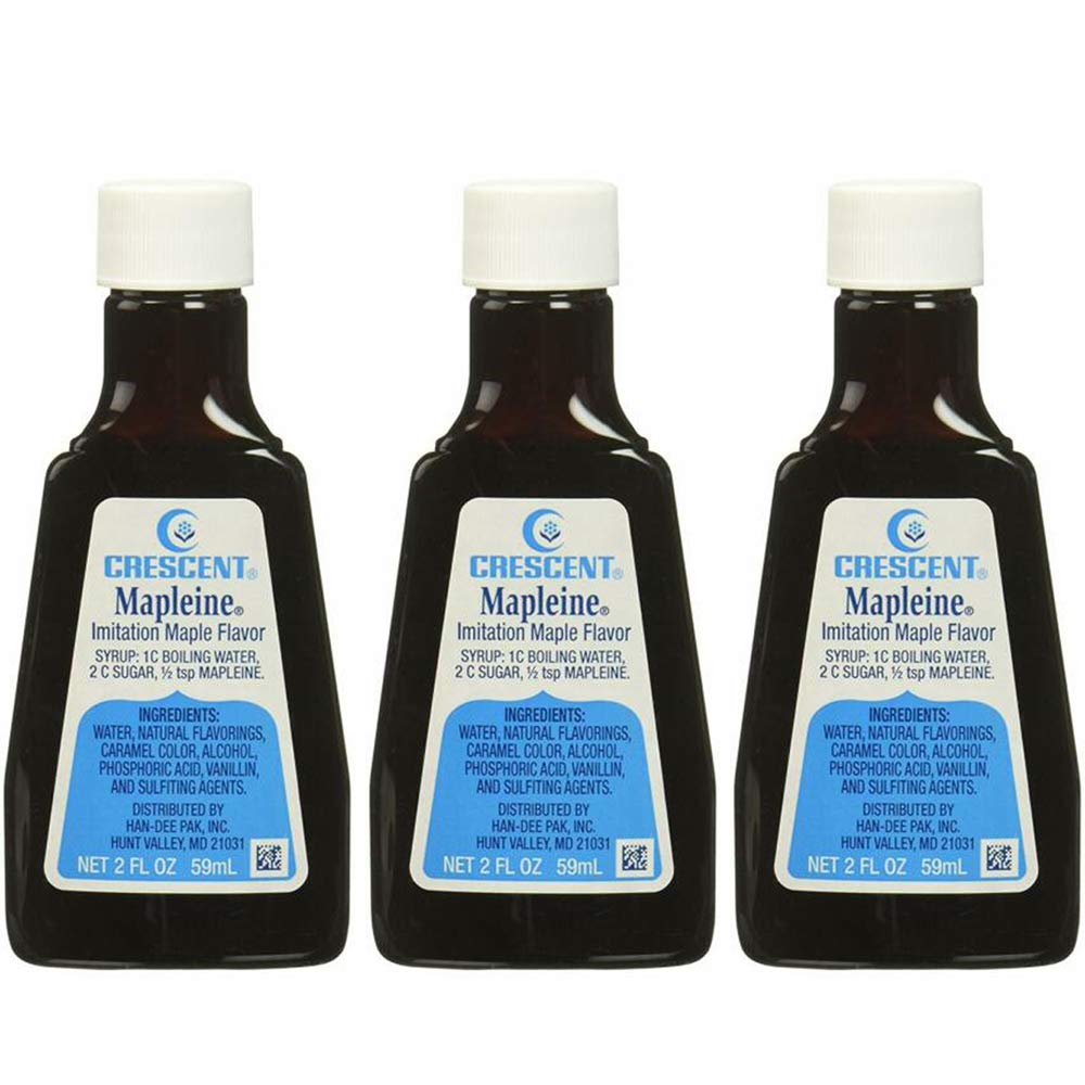 Three Crescent Mapleine bottles in a pack, convenient for pantry and everyday flavoring.