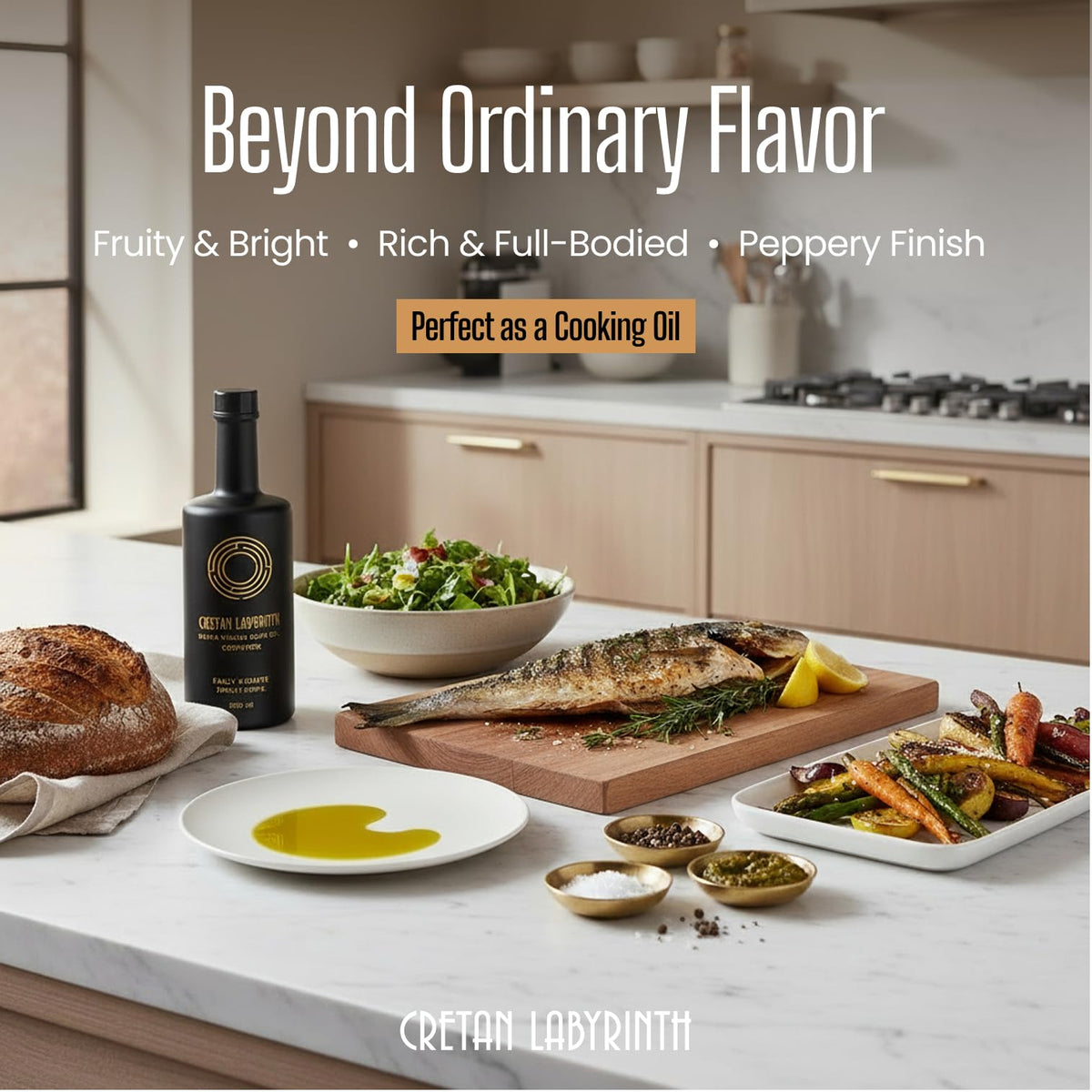 CRETAN LABYRINTH Koroneiki olive-tree image signals single-origin oil for purists.