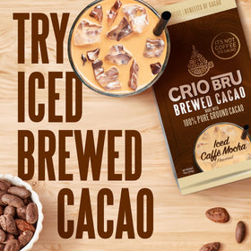 Crio Bru Ghana Light Roast after brewing reveals dark chocolate flavor notes in a mug