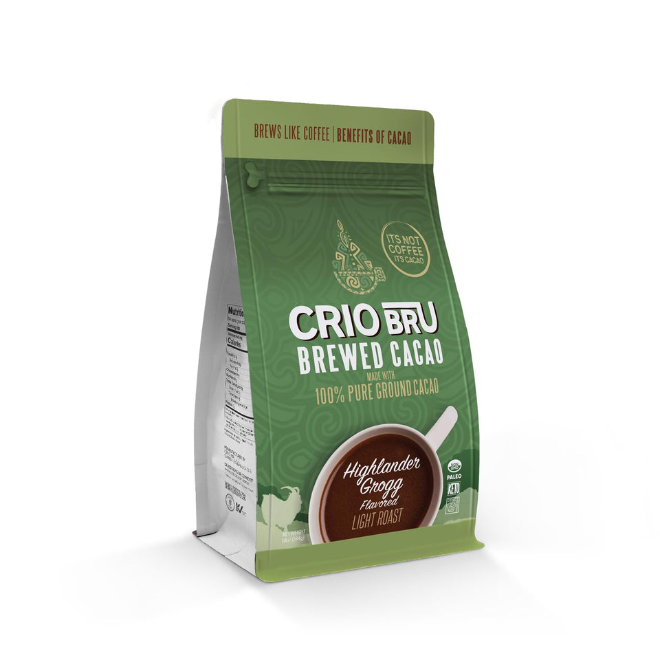 Crio Bru Highlander Grogg brew in cup shows rich chocolate aroma and coffee like body.