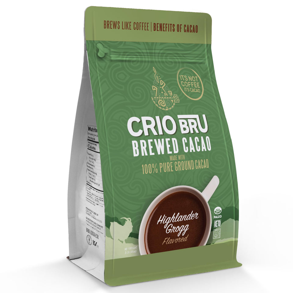 Crio Bru Highlander Grogg roast can for a rich cacao brew