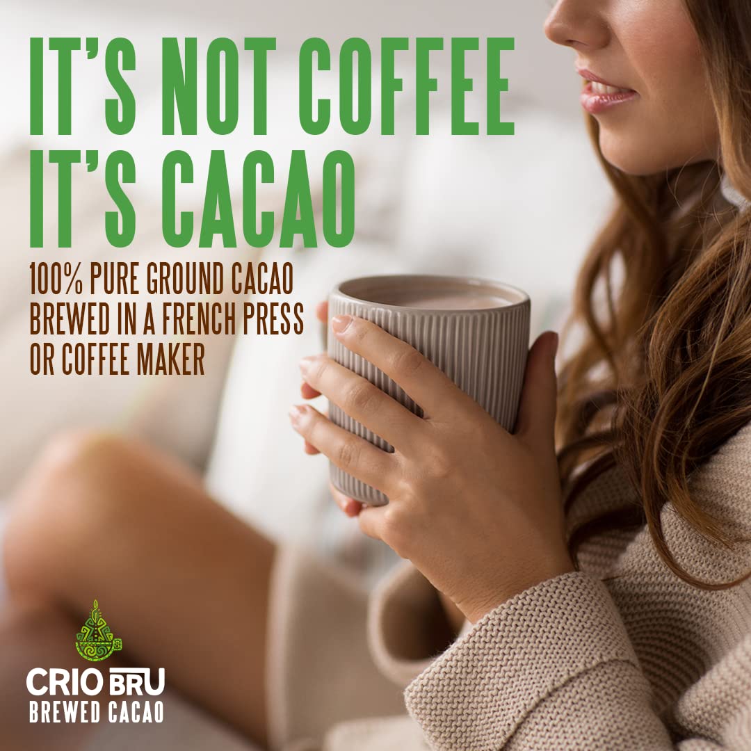 Crio Bru Maya Light Roast ground cacao closeup reveals rich cocoa notes.