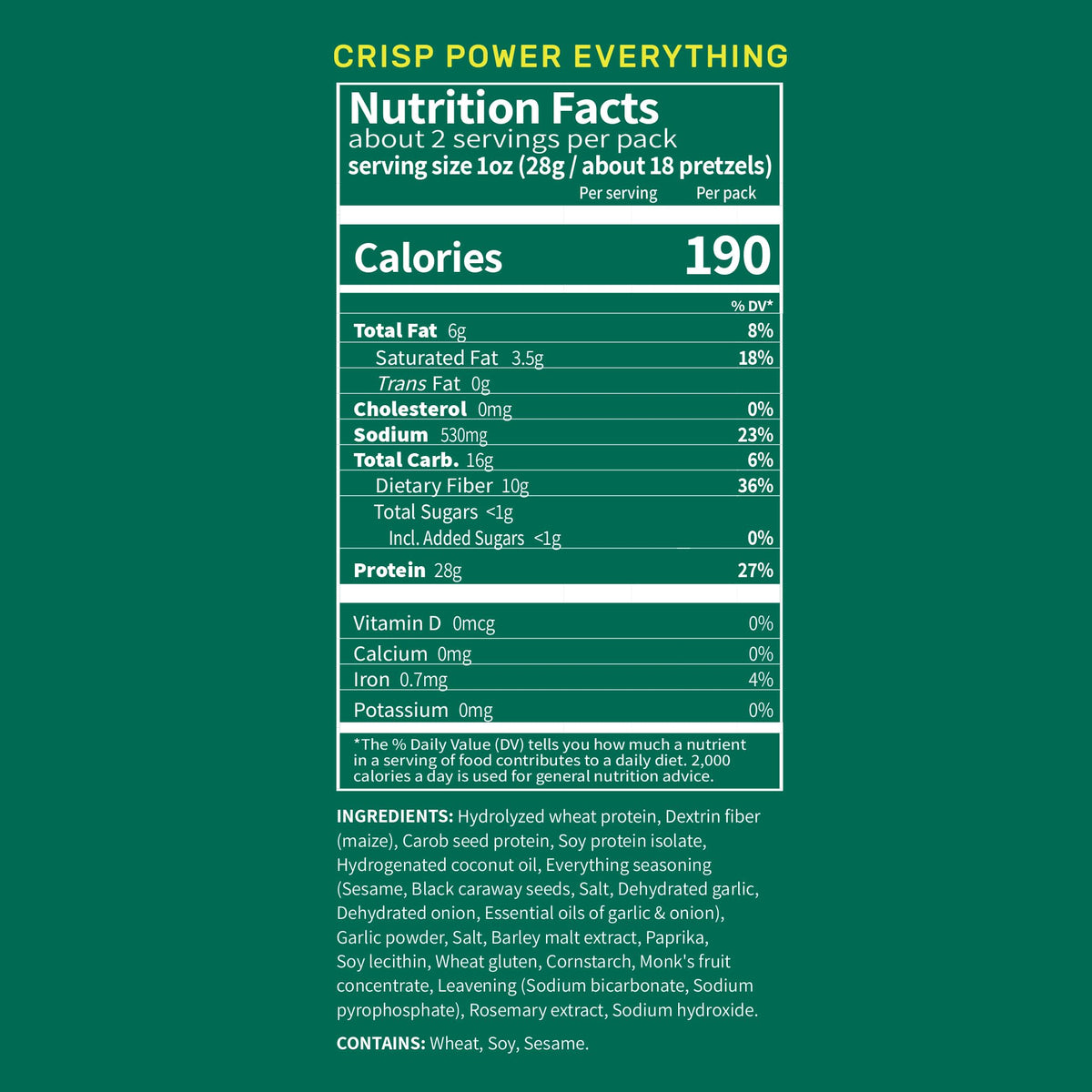 CRISP POWER Everything Protein Pretzels close-up of crunchy texture