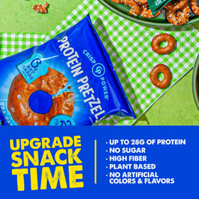 CRISP POWER Protein Pretzels break-half view showing crunch
