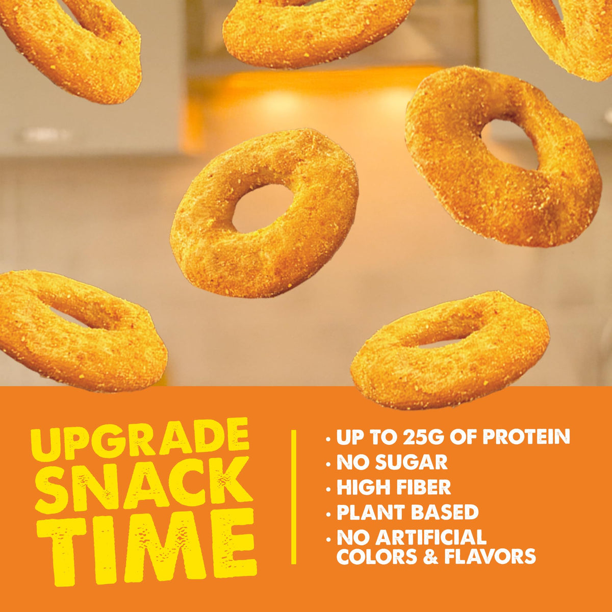 CRISP POWER Protein Pretzels cheddar bite shot captures savory crunch on the go.