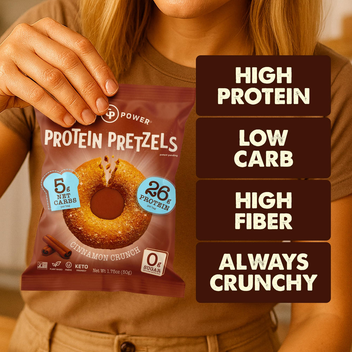 CRISP POWER Cinnamon Crunch serving idea on plate