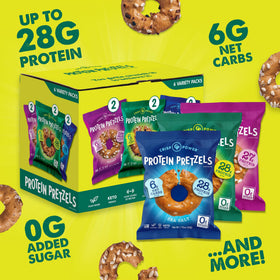 Close-up of CRISP POWER Protein Pretzels showing crunchy texture