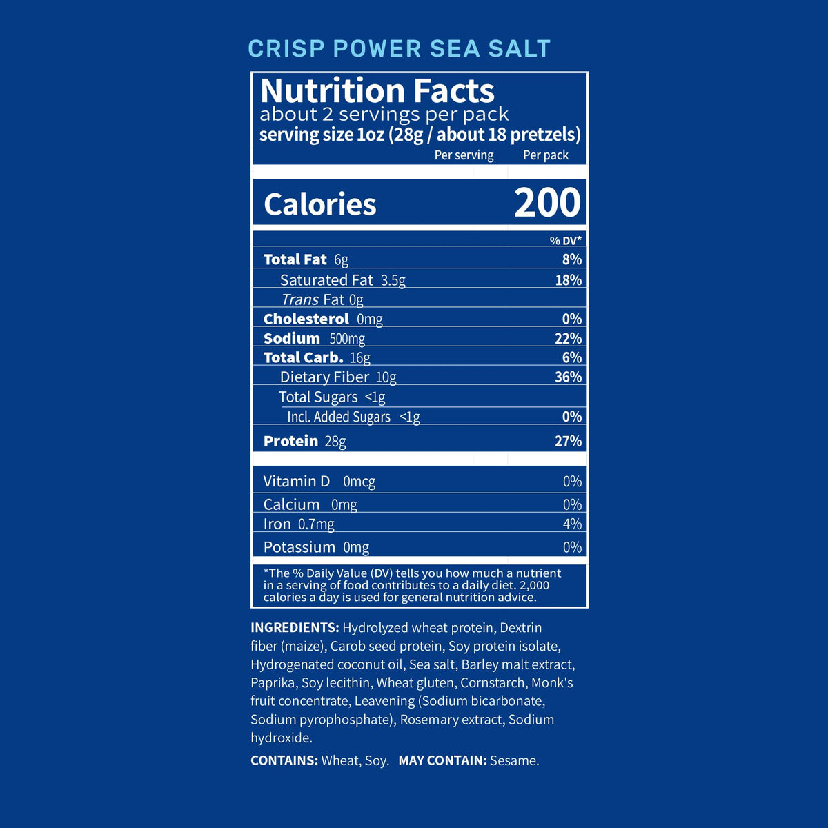 CRISP POWER Protein Pretzels close-up shows ultra-crunchy texture and savory flavor