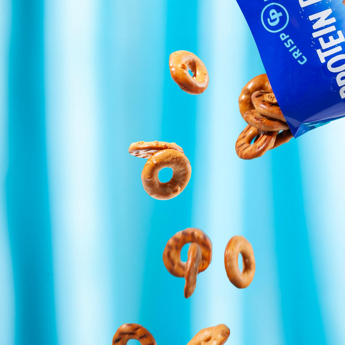 CRISP POWER Protein Pretzels nutrition label highlights protein and fiber details