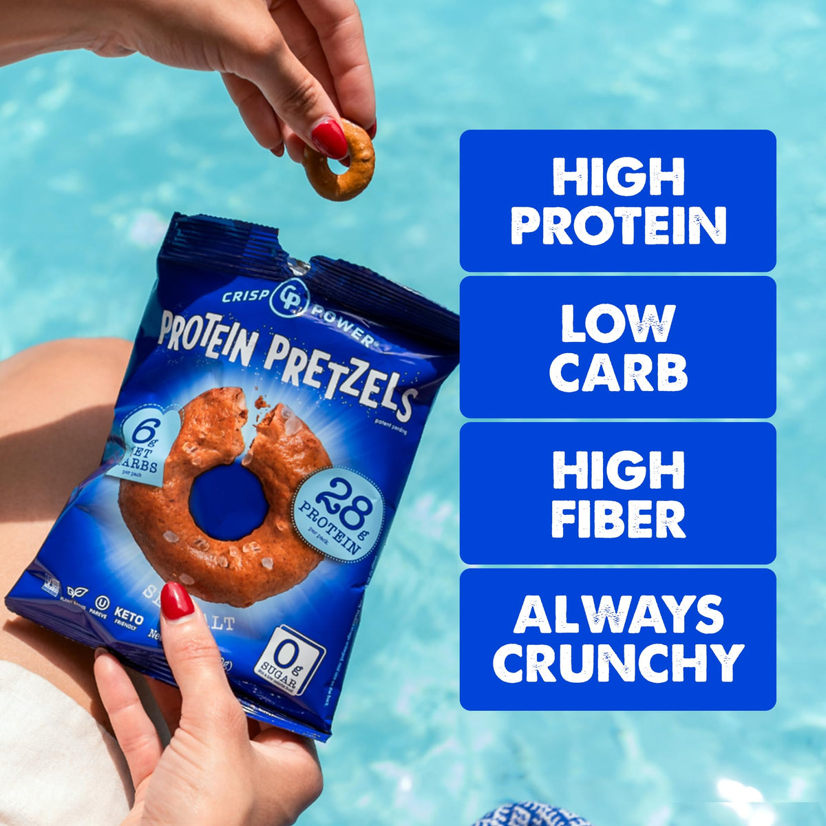 CRISP POWER Protein Pretzels vegan keto-snack option for mindful snacking