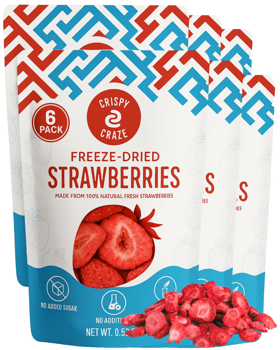 Crispy Craze freeze-dried strawberries in a bag for on-the-go snacking