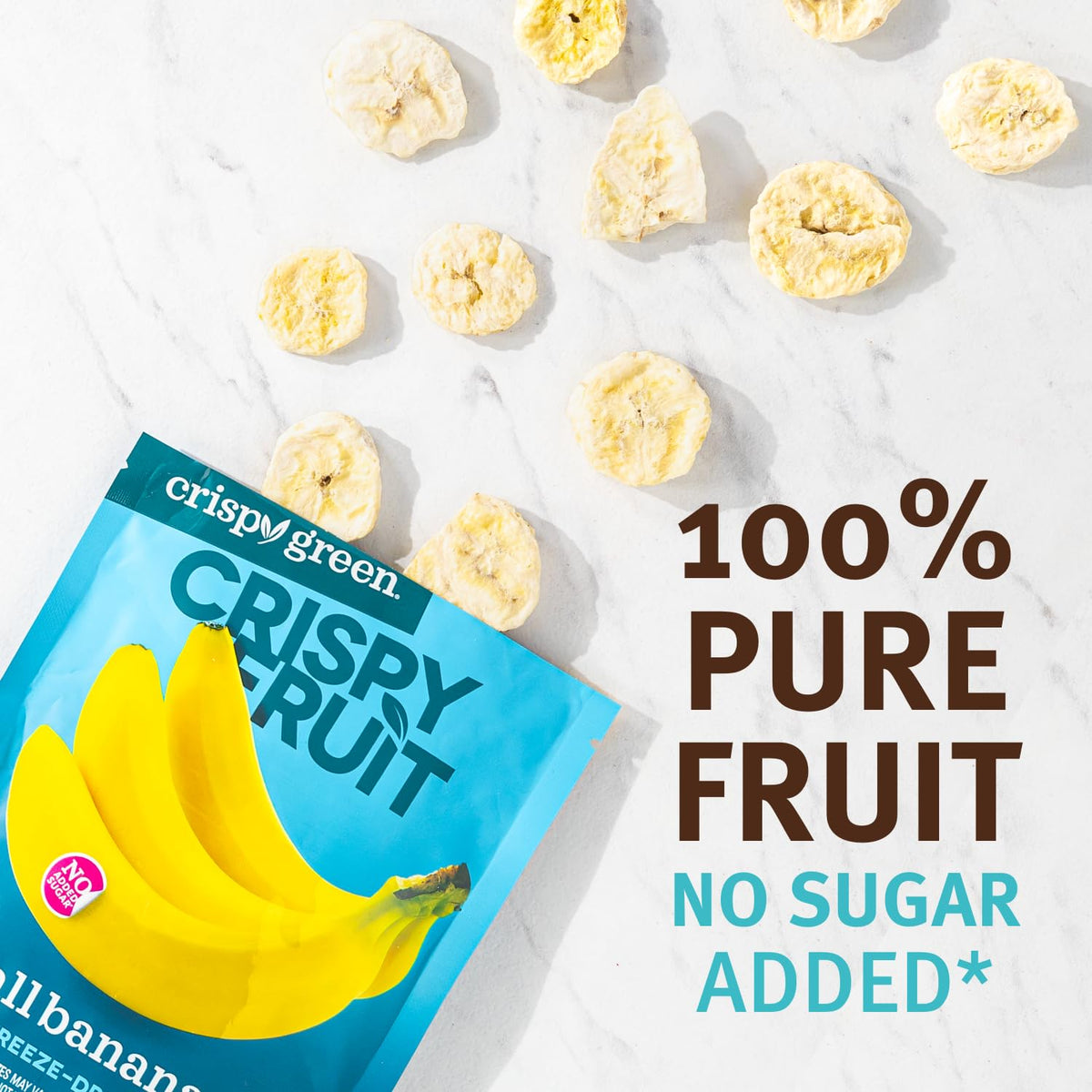 Crispy Green banana snack topping for yogurt, cereal, or oatmeal.