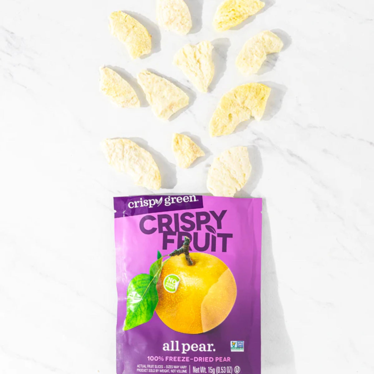 Crispy Green family enjoying the pear snacks on a road trip