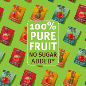 Crispy Green freeze-dried pineapple snacks with tropical flavor cues.