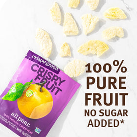 Crispy Green Freeze-Dried Pear snacks in a lunchbox for mess-free eating