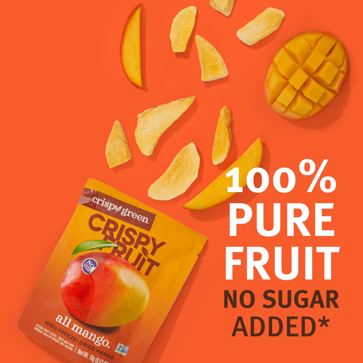 Crispy Green natural ingredients label emphasizing no additives