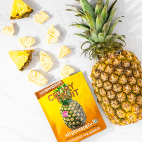 Crispy Green ingredients panel highlights 100% fruit.