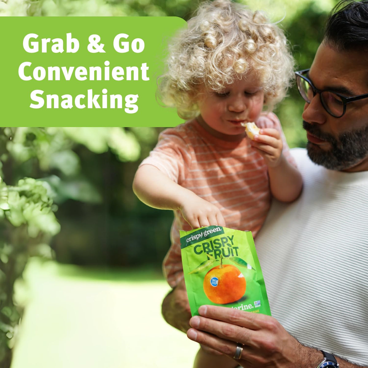 Crispy Green Tangerine snacks sprinkled on yogurt as a crunchy topping
