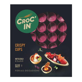 CROC'IN fuchsia mini tart shells ready to fill for appetizers.
