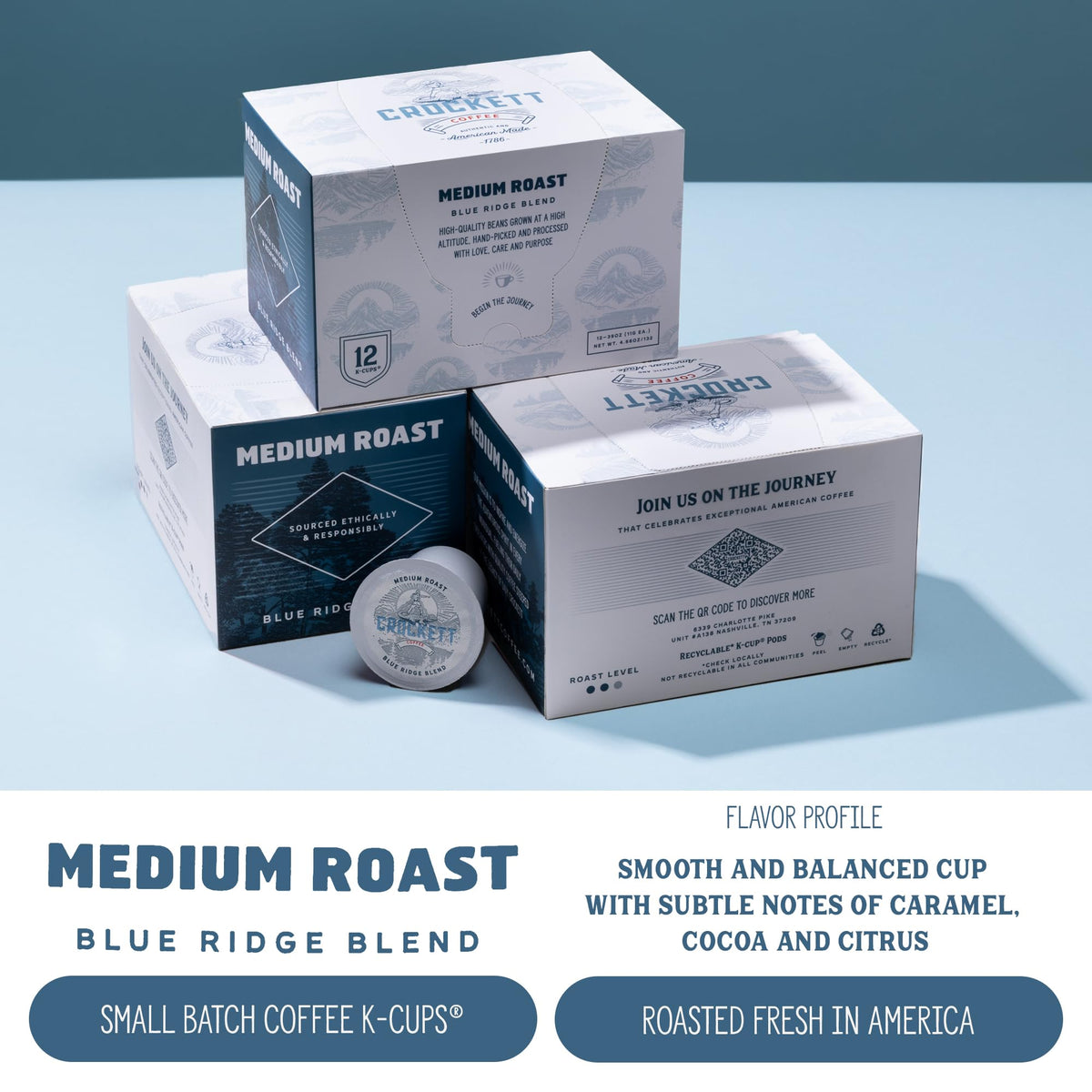 Crockett Coffee K Cups Balanced Flavor: consistent taste all day