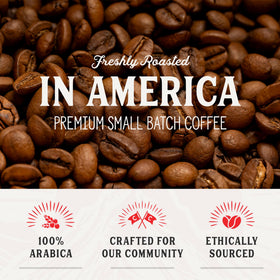 Crockett Coffee label closeup highlighting bold, clean American character