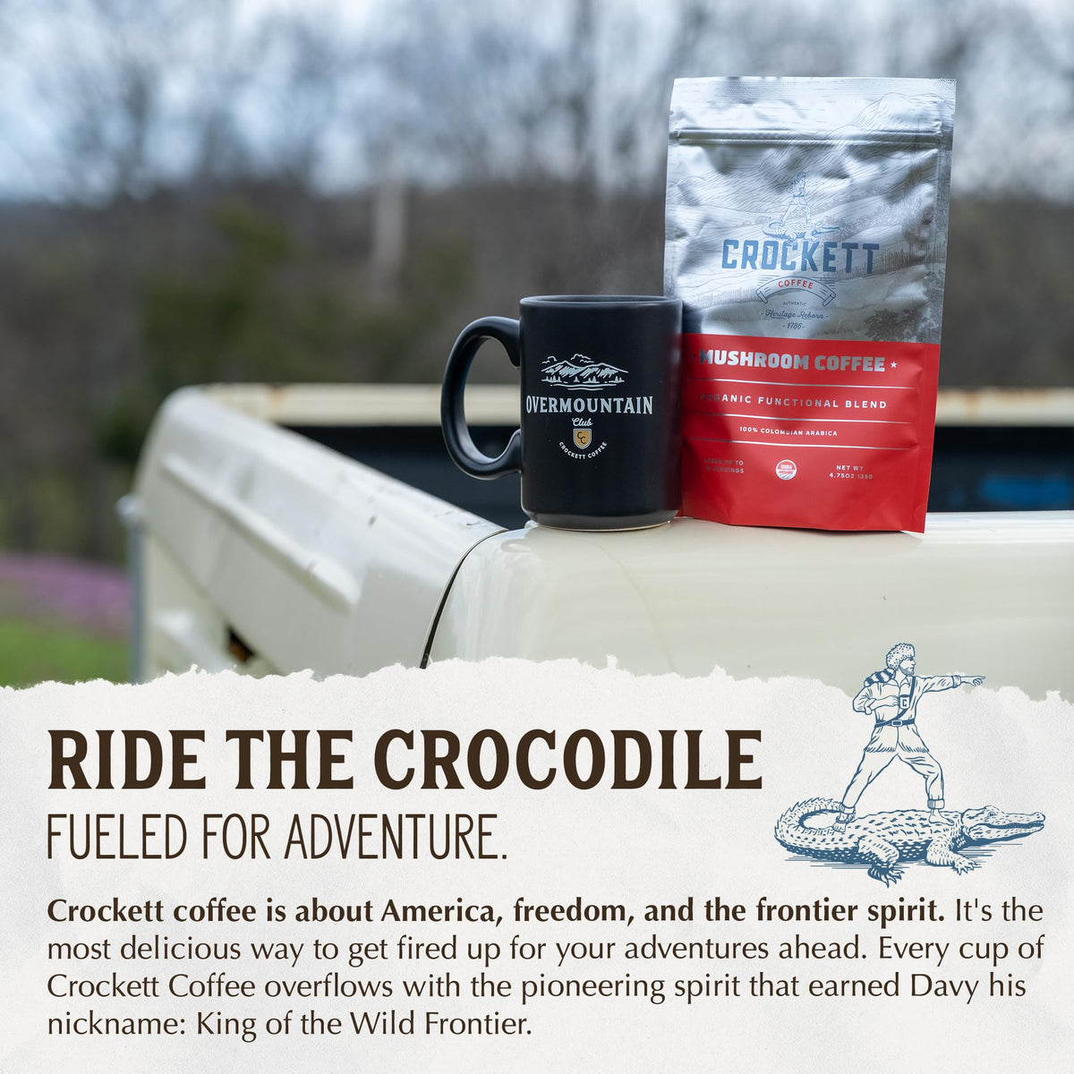 Crockett Coffee smooth low-acid brew in mug for easy mornings.