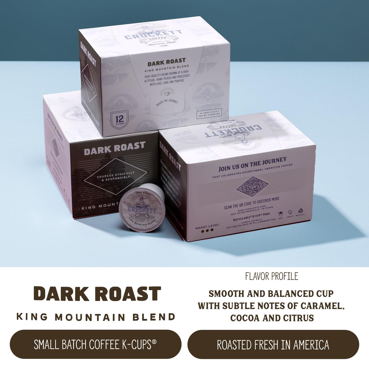 Crockett K-Cups brewing in a machine, quick and convenient for busy mornings.