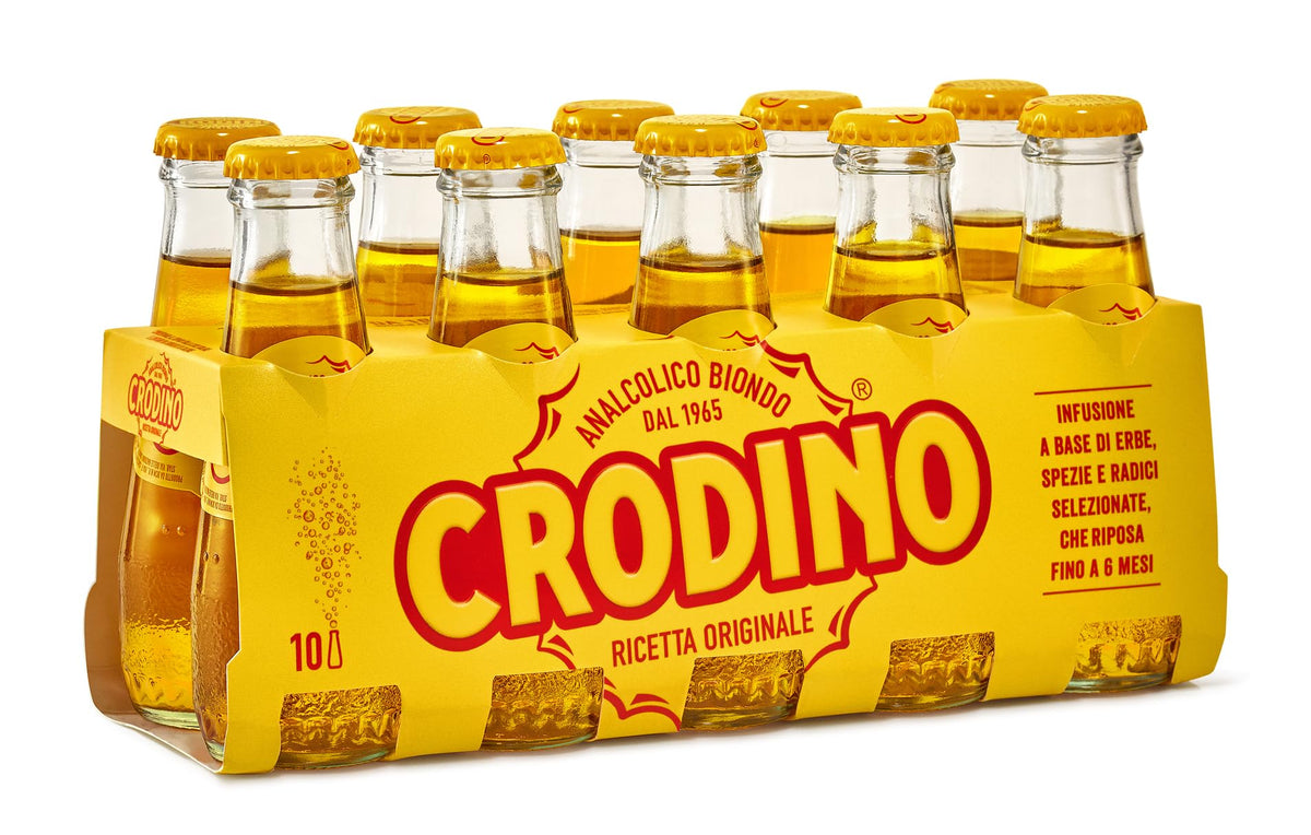 Crodino bitter aperitif bottle highlighting herbal aromas for a refined after-dinner spritz.