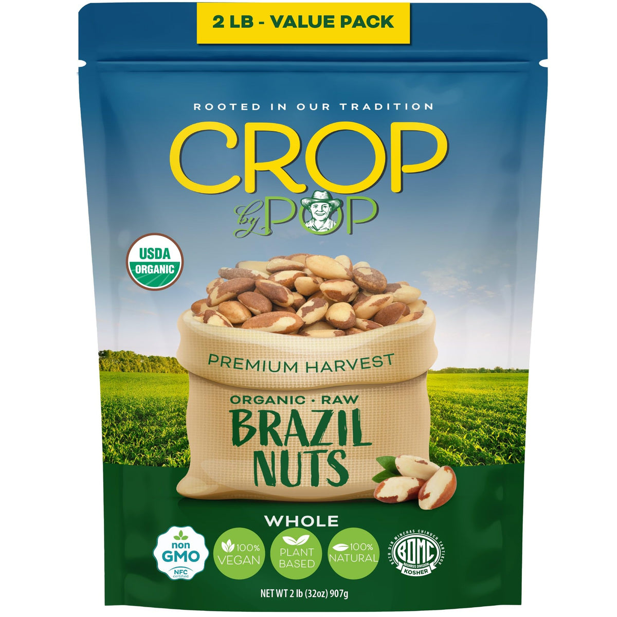 Nut Cravings Crop by Pop Brazil nuts 32 oz bulk bag – rich flavor for snacking.