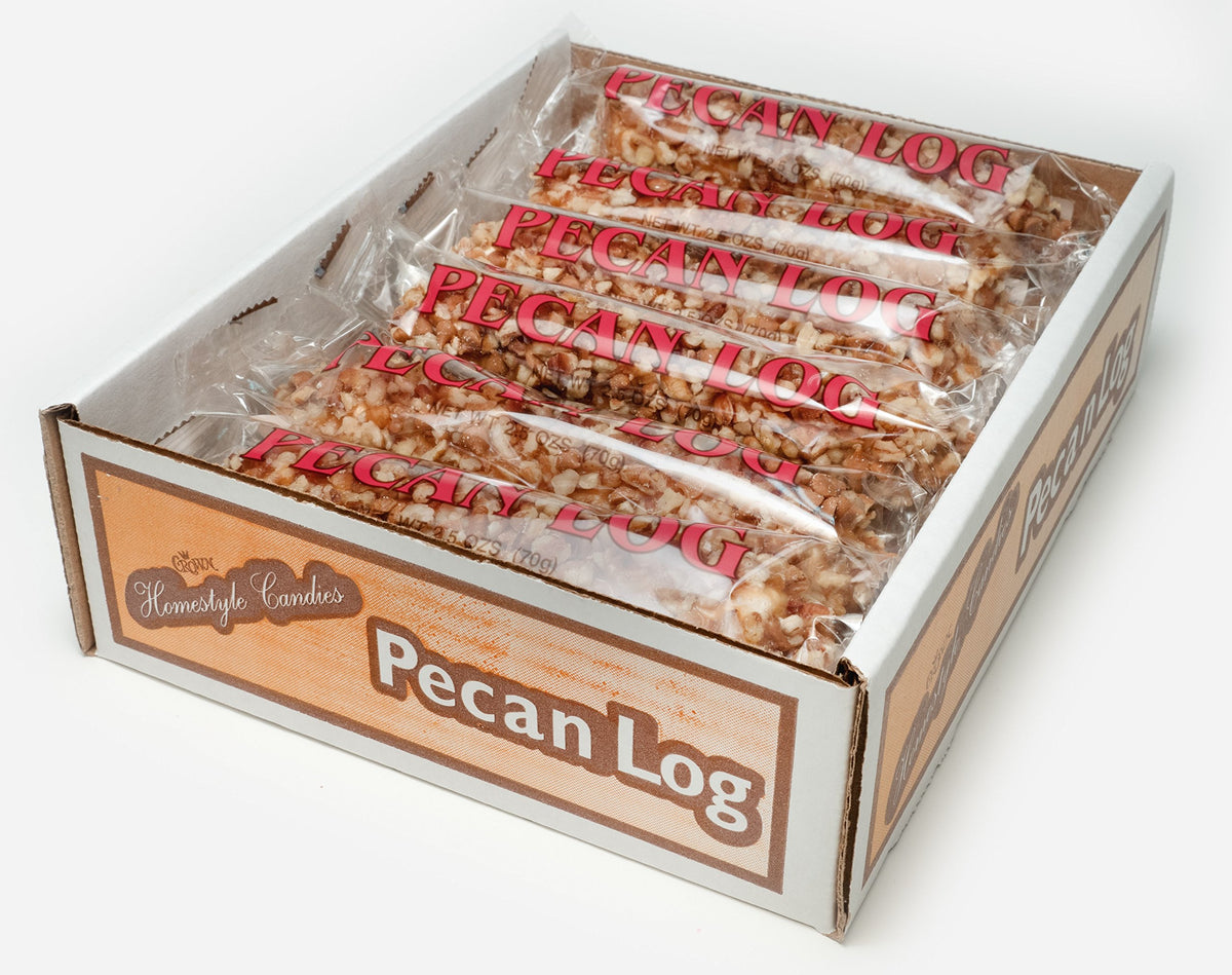 Crown Candy Pecan Logs box of 12, perfect for sharing and gifting