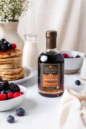 Crown Maple pancakes-serve amber syrup enhances pancakes with warm, natural flavor.