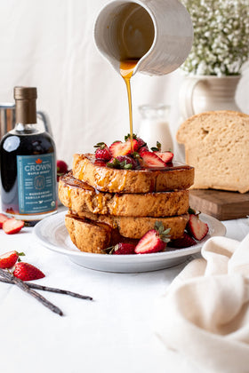 Crown Maple vanilla bean infused syrup close up rich organic flavor