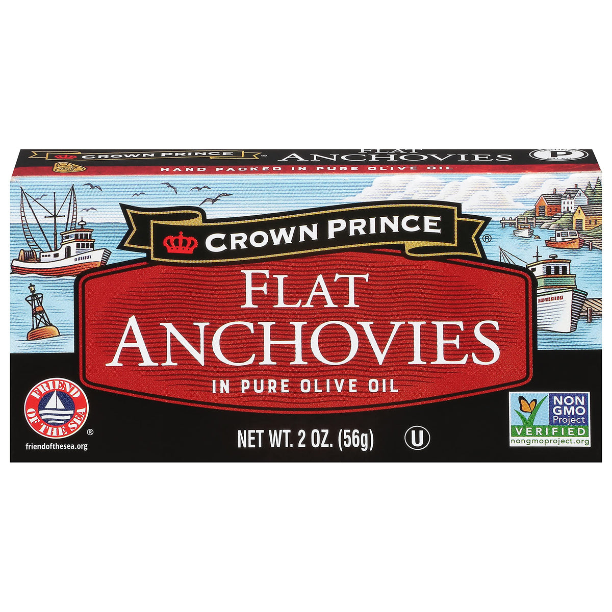 Crown Prince flat anchovies in olive oil fillets for casseroles and savory dishes.