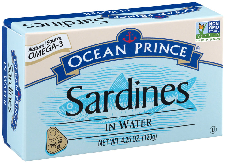 Crown Prince sardines in water can - convenient, ready-to-eat protein.