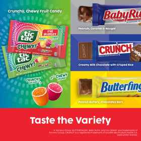 CRUNCH and Baby Ruth bars close-up, crunchy chocolatey snacks