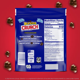 Close-up of Buncha CRUNCH milk chocolate with crisped rice texture.