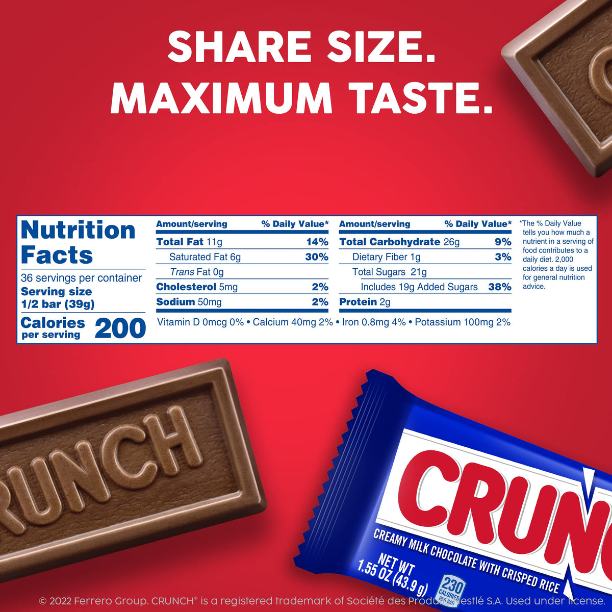 CRUNCH crisped rice texture detail highlighting signature crunch in milk chocolate