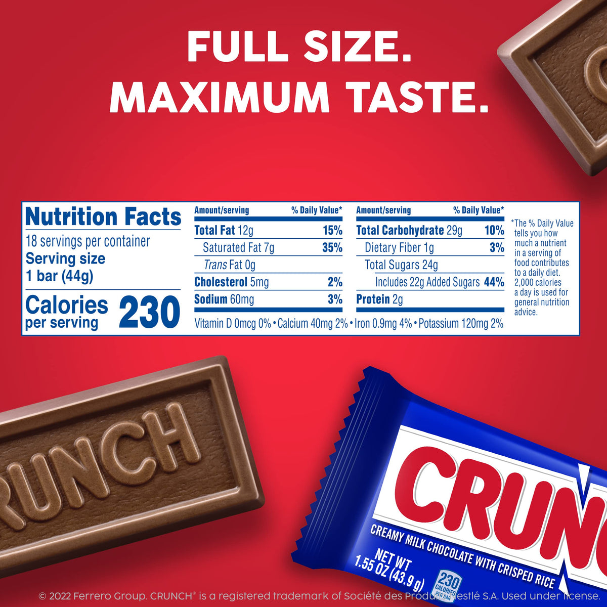 Holding a CRUNCH bar to show crisped rice crunch.