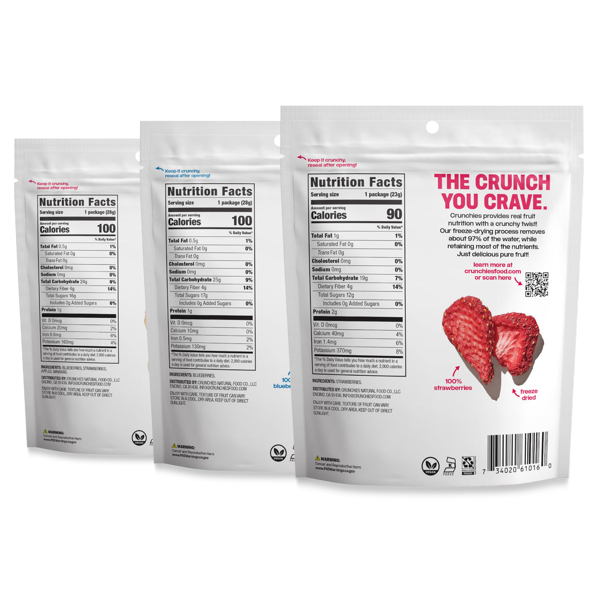 Crunchies freeze-dried fruit bags on the go offer a mess-free, healthy snack