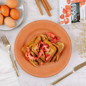 Crunchies freeze-dried strawberries used in baking for fresh fruit flavor.