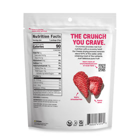 Crunchies freeze-dried strawberries close-up with crisp texture for kids' lunch boxes.
