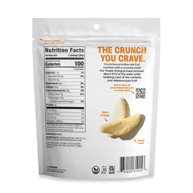 Crunchies Mango freeze-dried fruit close-up, portable healthy option.