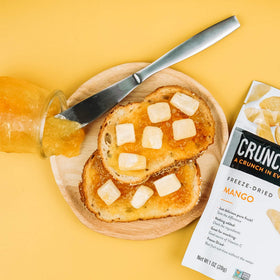 Crunchies Mango freeze-dried snack ideal for the lunchbox, crunchy and mess-free.