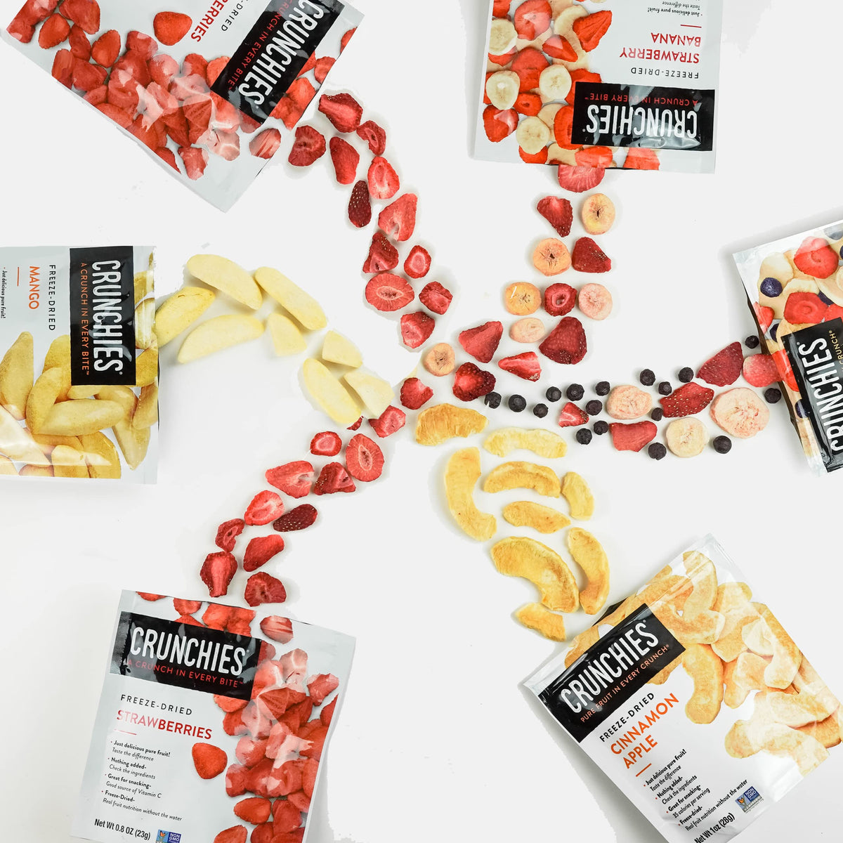 On-the-go Crunchies snack setup for desks or travel.