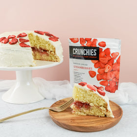 Crunchies strawberry topping on salad for a burst of fruit flavor.